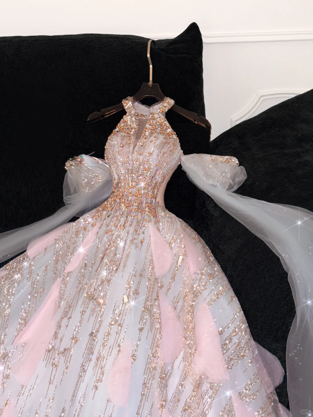 Gorgeous Shiny Pink Beaded Sequined Design A-Line Prom Dress Evening Dress D1690