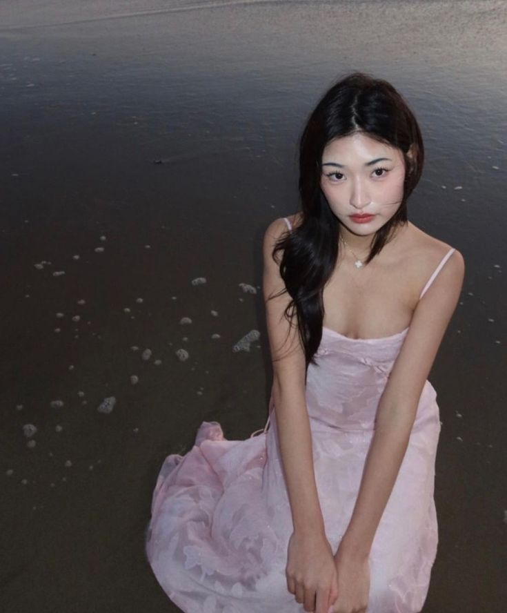 Rosa Spaghettiträger A-Linie Langes Partykleid Geburtstagskleid Strandkleid, D277