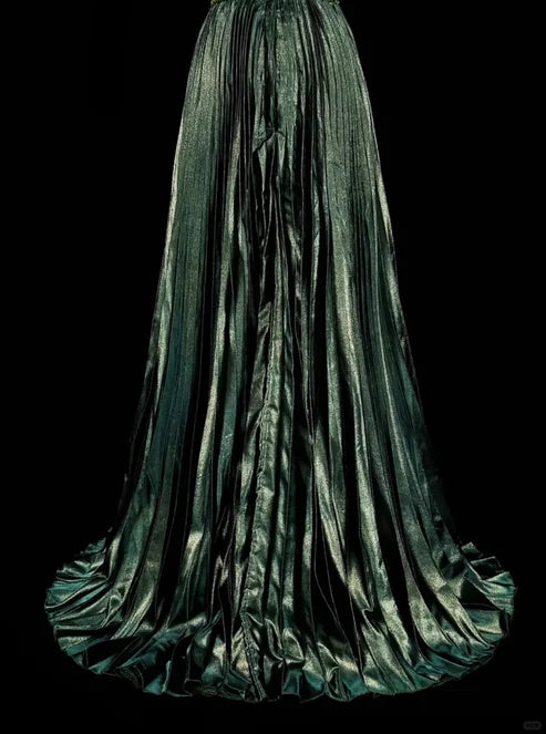 Dark Green Halter Neck A-Line Beading Vintage Long Evening Party Dress, D896