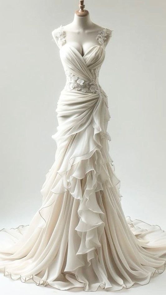 Wunderschöne Träger Sweetheart Meerjungfrau Brautkleid Formales Abendkleid, D417