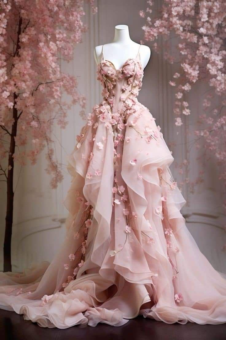 Lovely Pink Sweetheart Neck Floral A-Line Long Party Dress Formal Evening Gown, D423