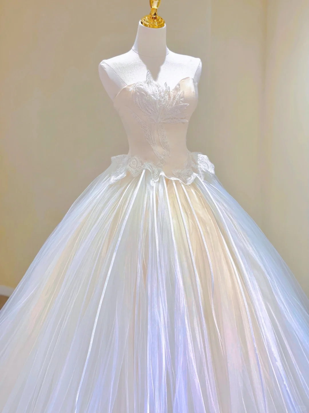 Wunderschönes A-Linien-Brautkleid mit Herzausschnitt und Tüllapplikationen, langes Ballkleid, D462