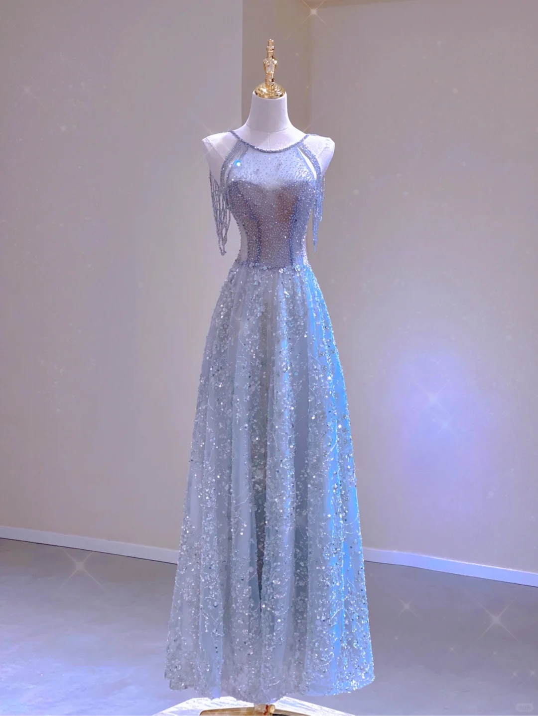 Elegantes ärmelloses A-Linien-Abendkleid mit Perlenbesatz, lang, formelles Ballkleid, D466