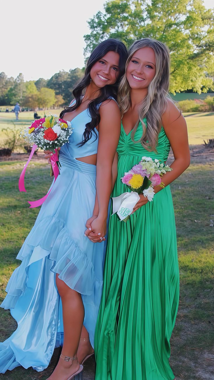 Green Halter A-Line Satin Pleated Long Party Dress Wedding Guest Dress, D482