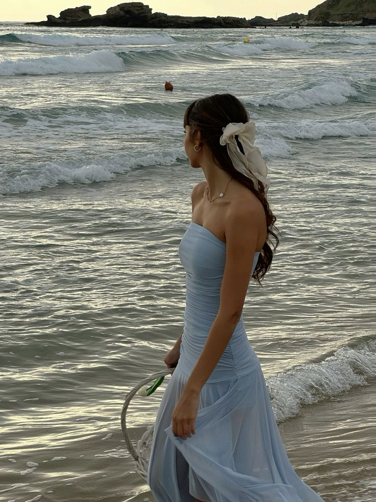 Blue Strapless A-Line Split Long Party Dress Wedding Guest Dress, D484