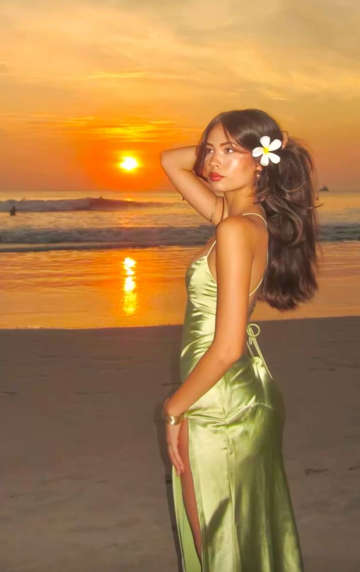 Green V Neck Straps Sheath Satin Split Long Party Dress Wedding Guest Dress, D585
