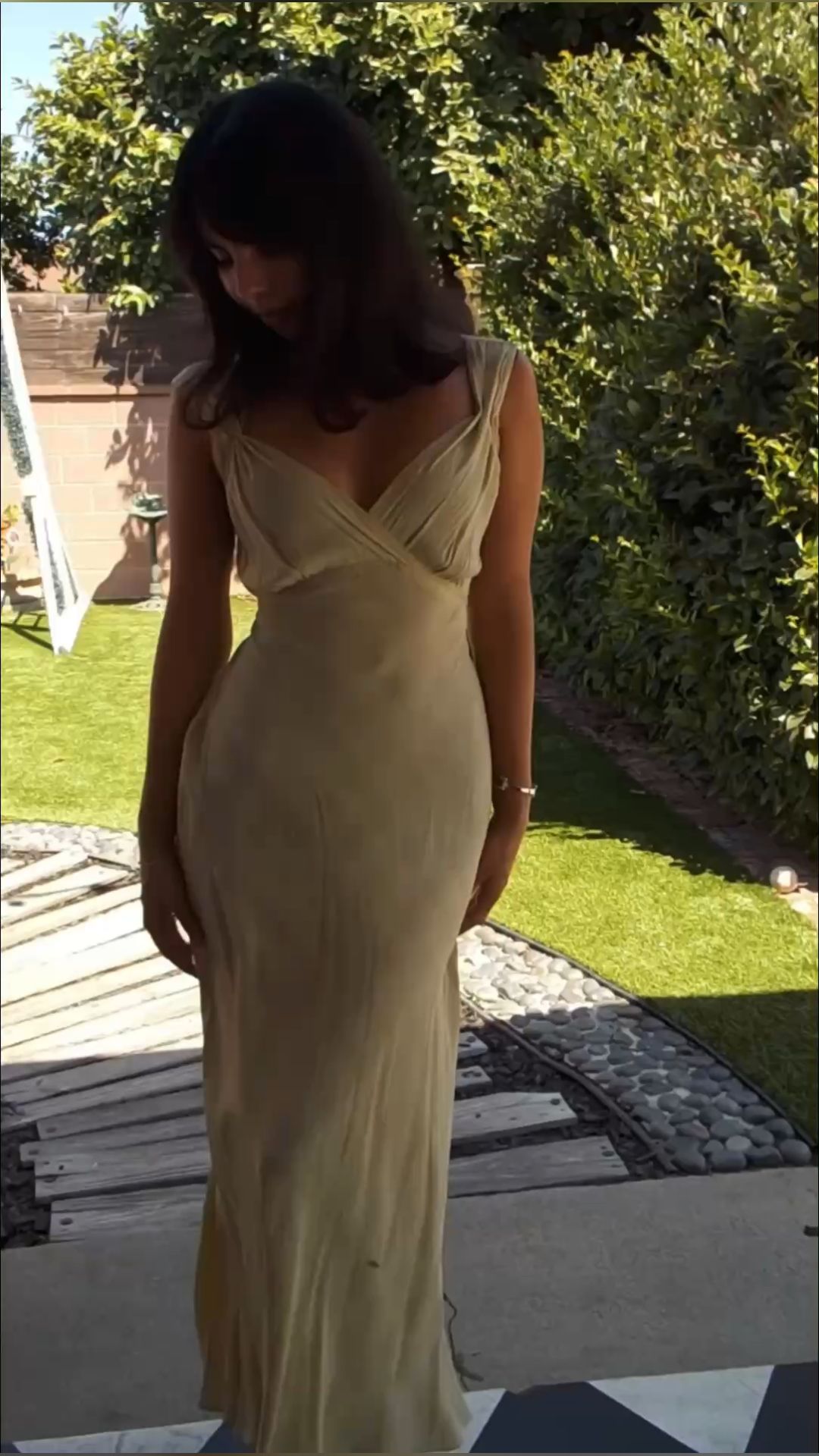 Elegant V Neck Sleeveless Sheath Chiffon Simple Long Party Dress, D586