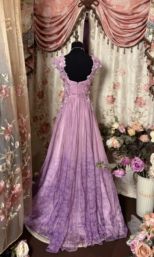Elegantes Ombre Sweetheart A-Linie Applikationen Langes Partykleid Abendkleid, D626
