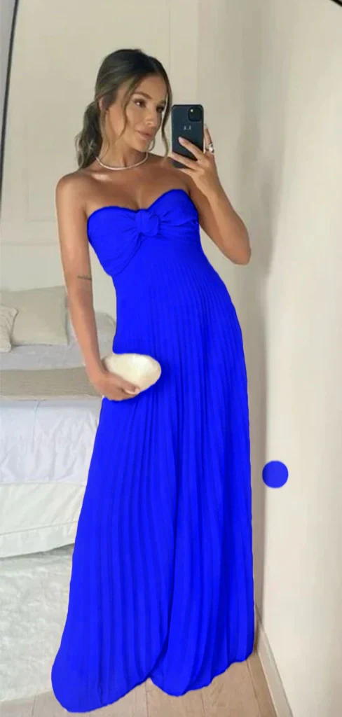 Pretty Pink A-Line Strapless Chiffon Long Party Dress Wedding Guest Dress, D689