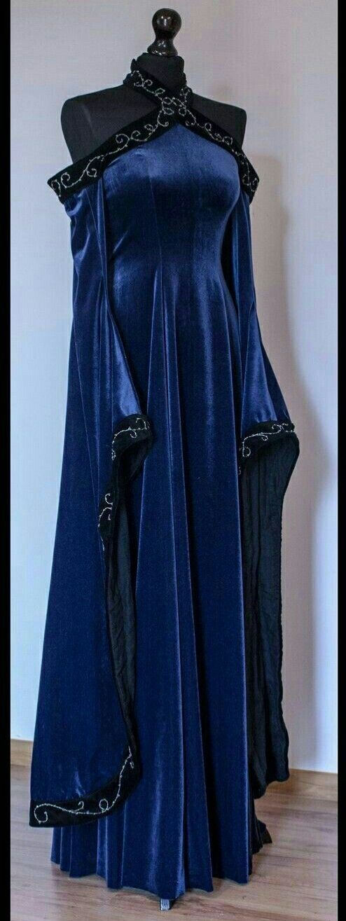 Vintage Dark Blue Halter Neck A-Line Velvet Long Formal Prom Dress Evening Dress, D828