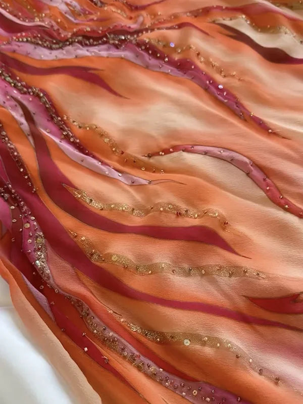 Stunning Spaghetti Straps Sheath Chiffon Beading Vintage Long Party Dresses, D885