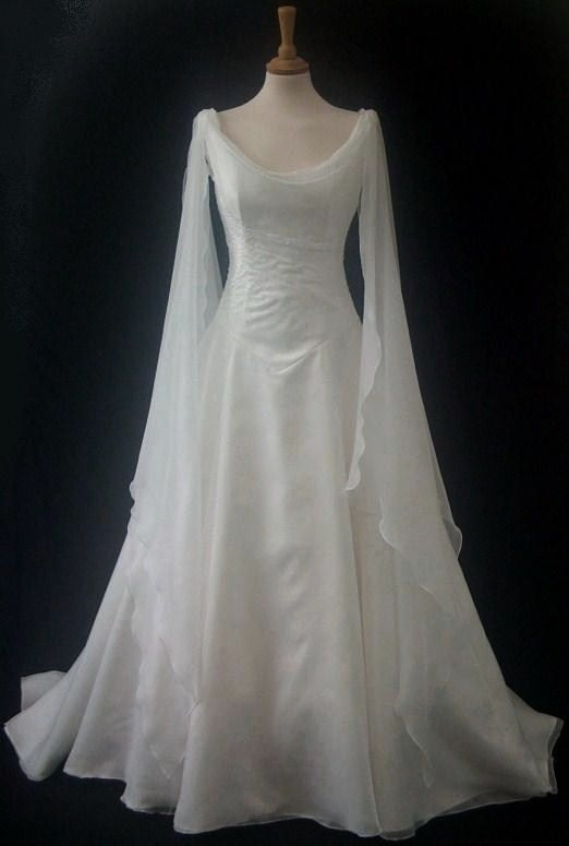Retro Weißes A-Linie Chiffon Vintage Brautkleid Brautkleid mit Cape-Ärmeln, D985