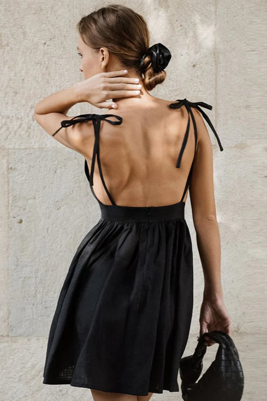 Charming Homecoming Dress V Neck Bowknot Pleated Back to School Outfits Party Dress D7474