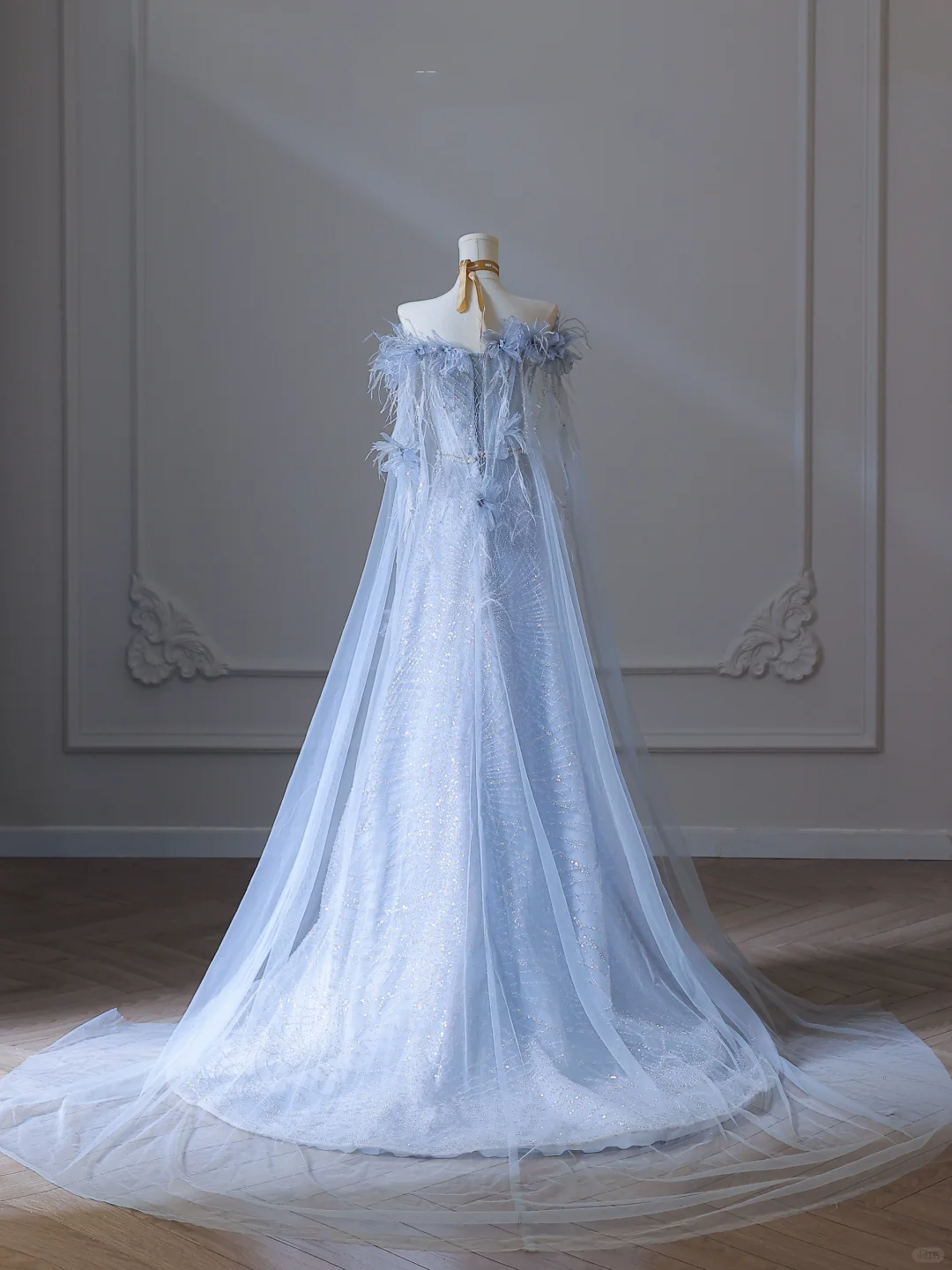Elegant Blue Off Shoulder A-Line Floral Long Formal Prom Dress Birthday Outfits, D908