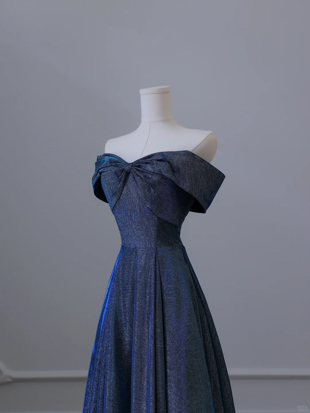 Elegant Navy Blue Off Shoulder A-Line Long Formal Prom Dress Birthday Outfits, D909