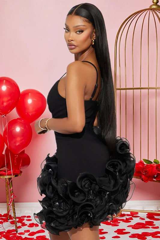 Charming Homecoming Dress V Neck Flower Cascade Back to School Outfits Party Dress D7332