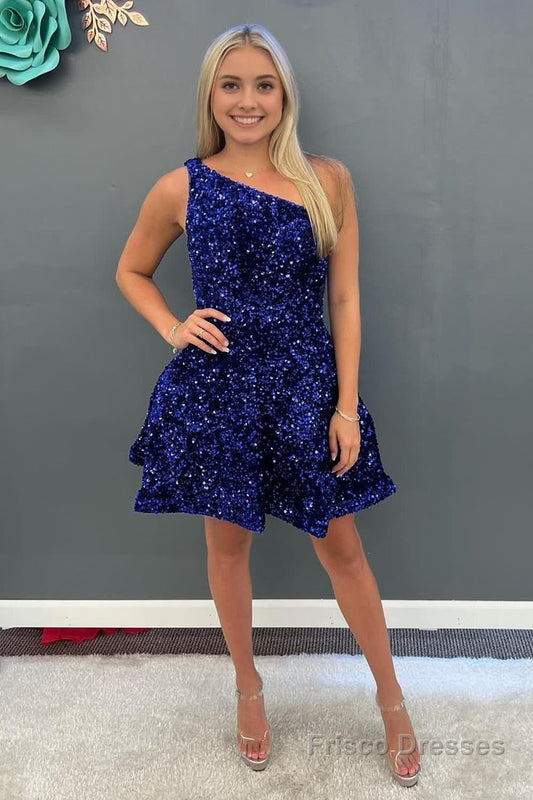 Pretty Homecoming Dress One Shoulder Sequins Back to School Outfits Party Dress D6704