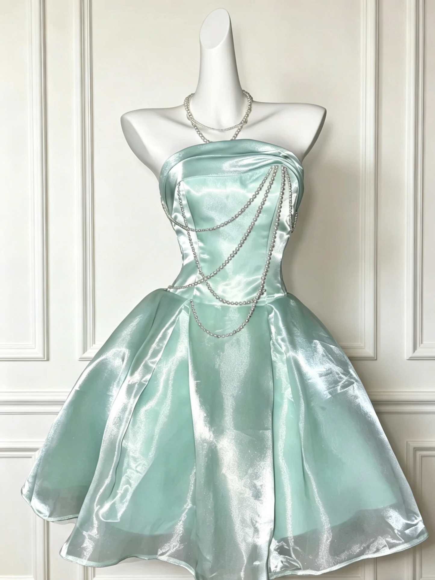 Chic Homecoming Dress Strapless Pearl Prom Dress Back to School Outfits Party Dress D6137