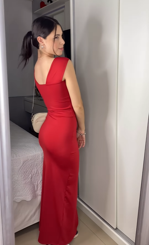 Robe de bal sirène rouge fendue en satin, robe de soirée formelle, MD7985