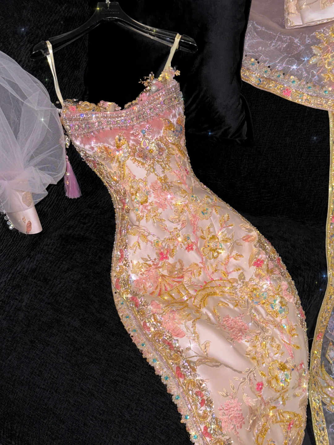 Gorgeous Sparkling Beaded Sequin Exquisite Embroidery Mermaid Design Evening Dress Prom Dresses Outfit D1645