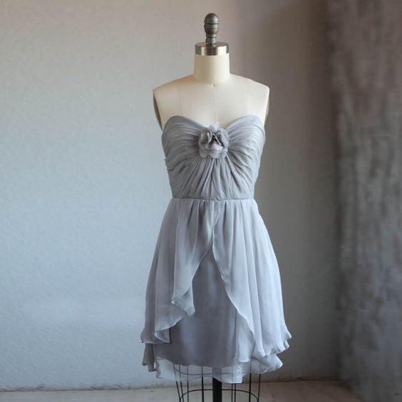 New Homecoming Dress Sweetheart Pleated Flower Back to School Outfits Party Dress D7607