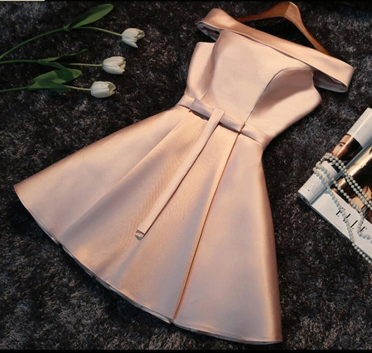 Unique Homecoming Dress Off the Shoulder Bowknot Back to School Outfits Party Dress D7677