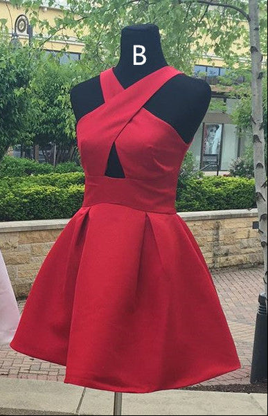 Nice Homecoming Dress Halter Pleated Back to School Outfits Party Dress D7450