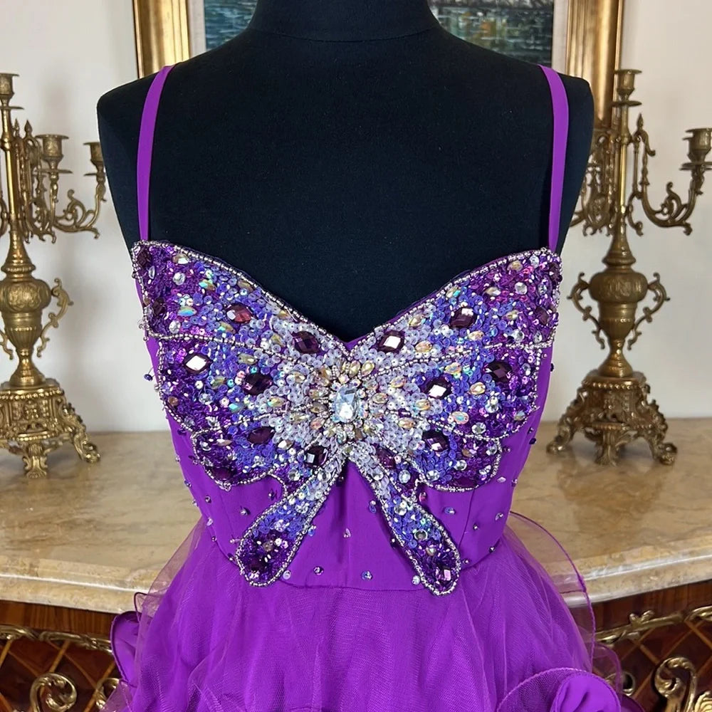 Stunning Homecoming Dress Strapless Rinestone Sequins Soutache Cascade Back to School Outfits Party Dress D7936