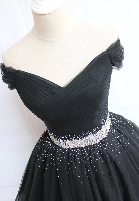 Elegant Homecoming Dress Off the Shoulder Tulle Rinestone Short Prom Dress Back to School Outfits Party Dress D6098