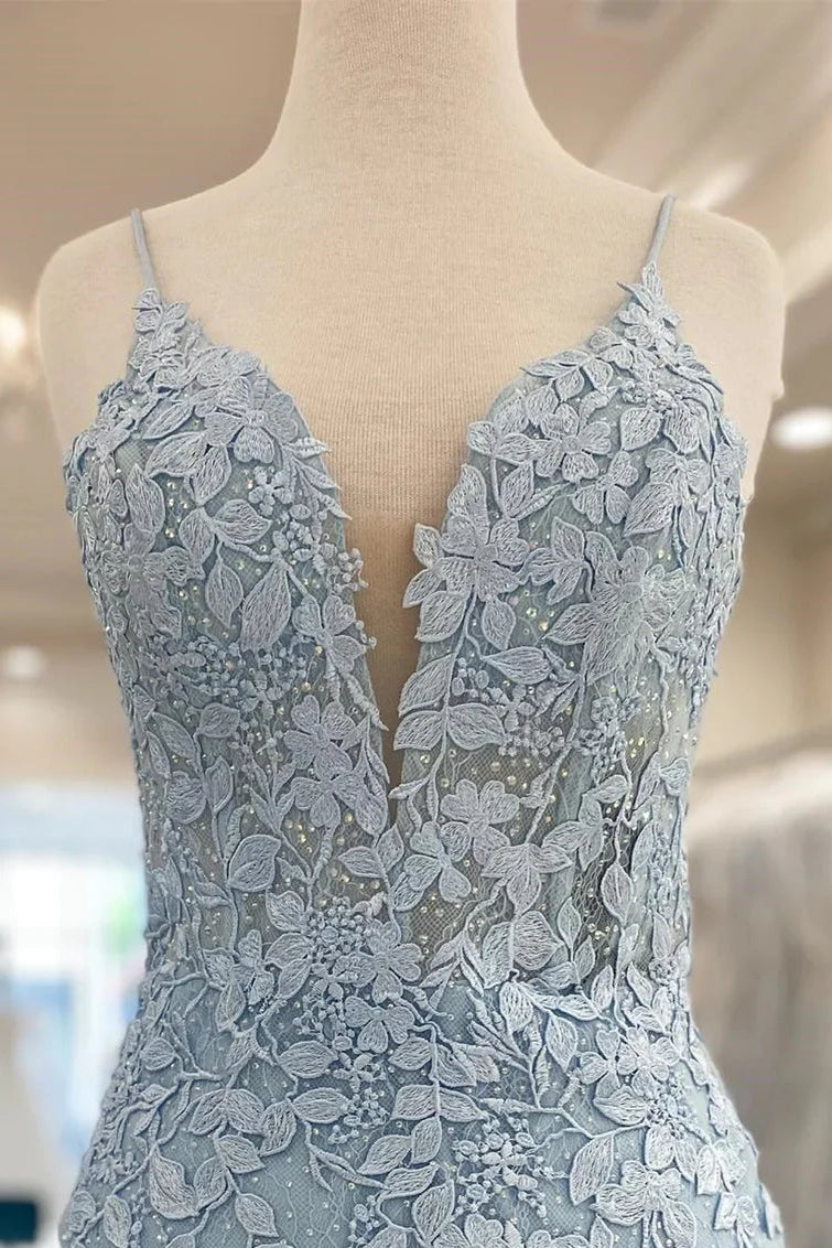 Unique Homecoming Dress Spaghetti Strap V Neck Lace Applique Bead Back to School Outfits Party Dress D7679