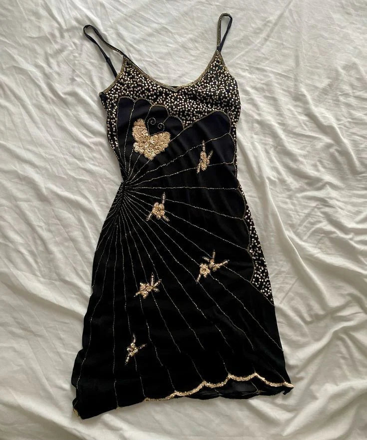 Charming Homecoming Dress Spaghetti Strap Sequins Butterfly Embroidery Back to School Outfits Party Dress D7295