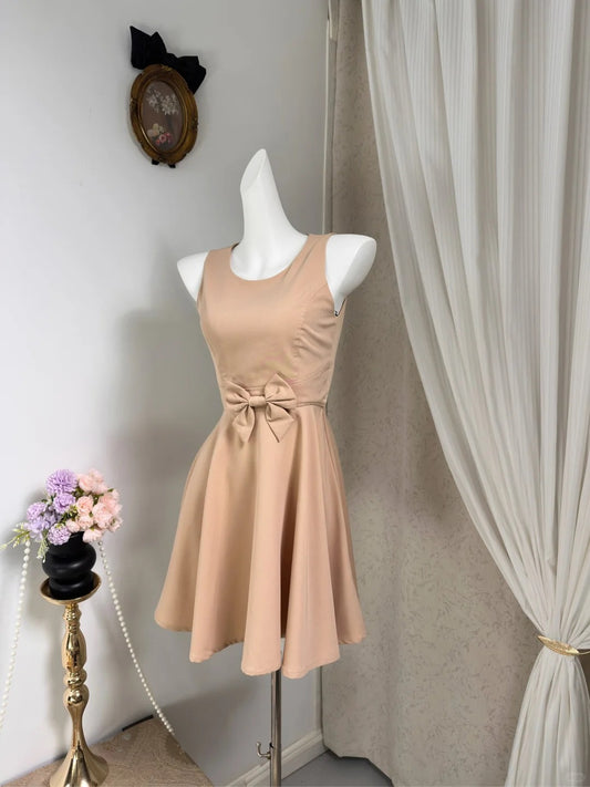 New Homecoming Dress Jewel Pleated Bowknot Back to School Outfits Party Dress D6919