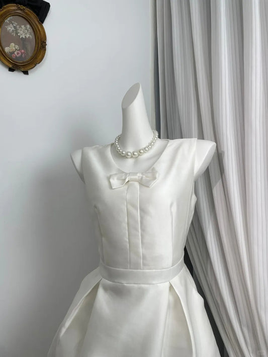 New Homecoming Dress Jewel Bowknot Pleated Back to School Outfits Party Dress D6962