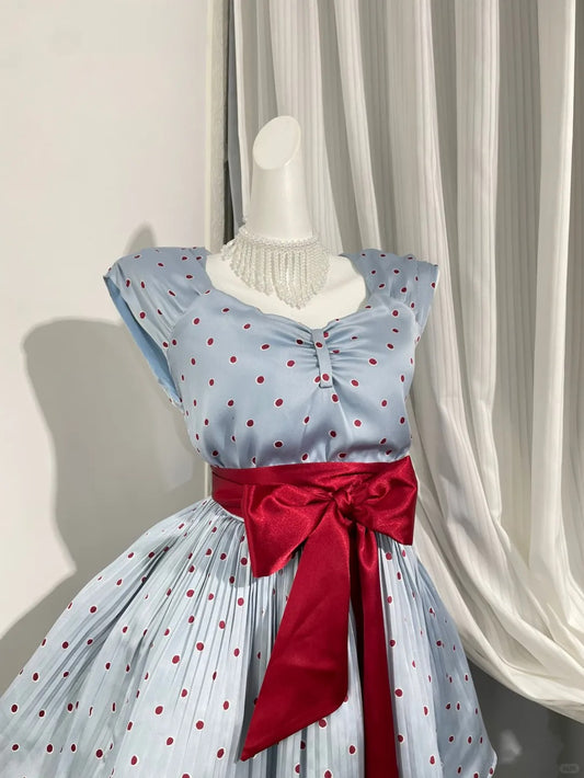 Pretty Homecoming Dress Jewel Pleated Bowknot Back to School Outfits Party Dress D6970