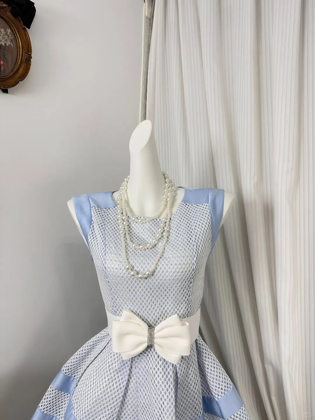 New Homecoming Dress Jewel Bowknot Pleated Back to School Outfits Party Dress D6906
