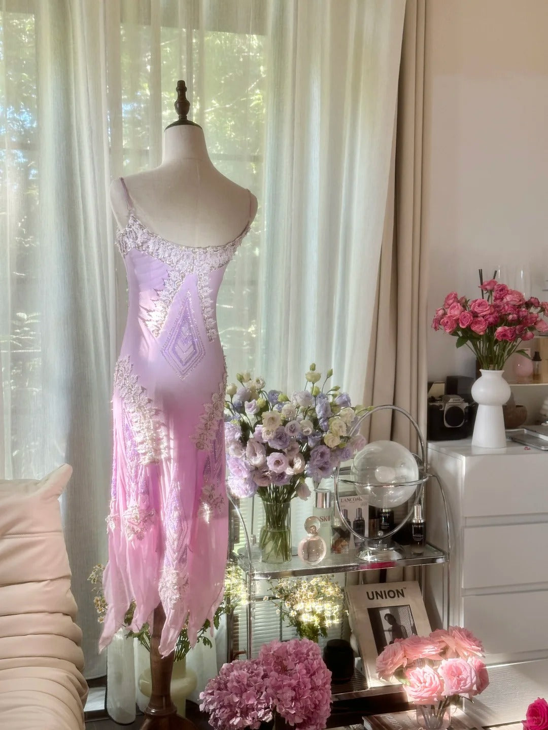 Elegant Homecoming Dress Spaghetti Strap Beading Applique Dress Back to School Outfits Party Dress D6437