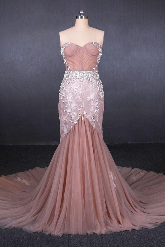 Gorgeous Sweetheart Mermaid Tulle Prom Dress, Long Evening Dresses N2343 M1858