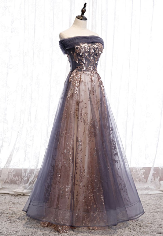 A line lace sequins long prom dress formal dress M863