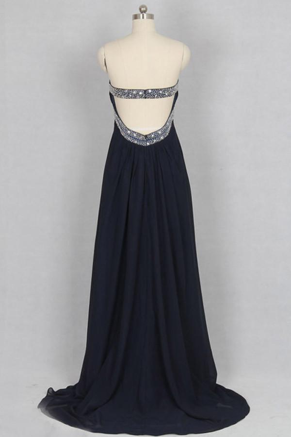 Robe de soirée longue noire en mousseline de soie avec cristaux M1308