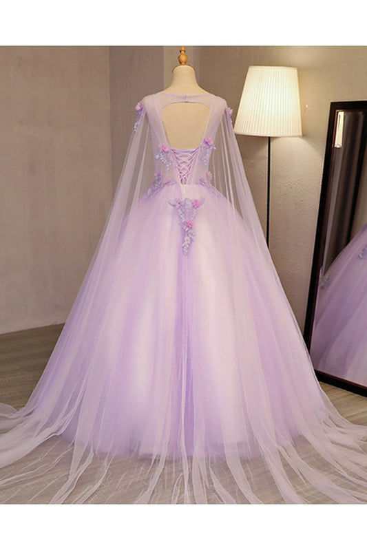 Robe de soirée longue en tulle lilas, unique, à fleurs, bouffante, robe de Quinceanera M1619