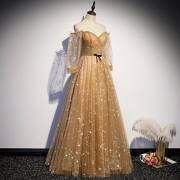 Princess Off the Shoulder Gold Star Prom Dress M986