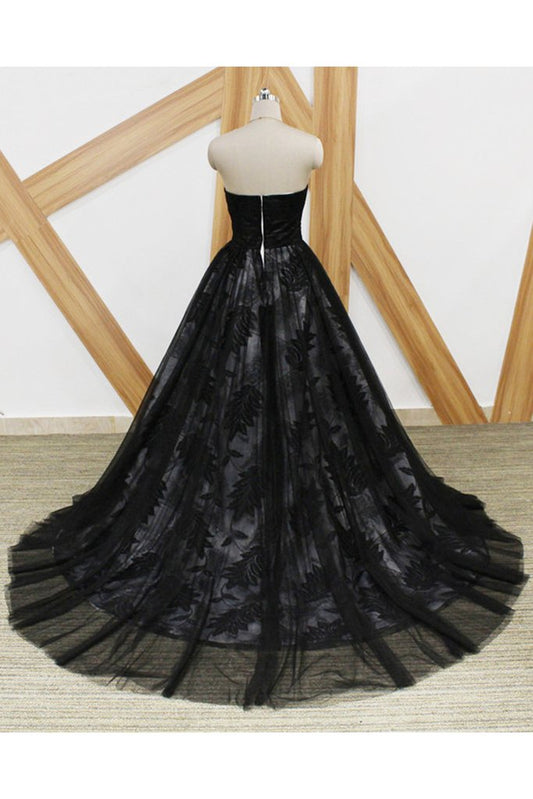 Robe de bal longue bustier en dentelle noire pour 16 ans, robe de remise de diplôme longue en tulle M1626