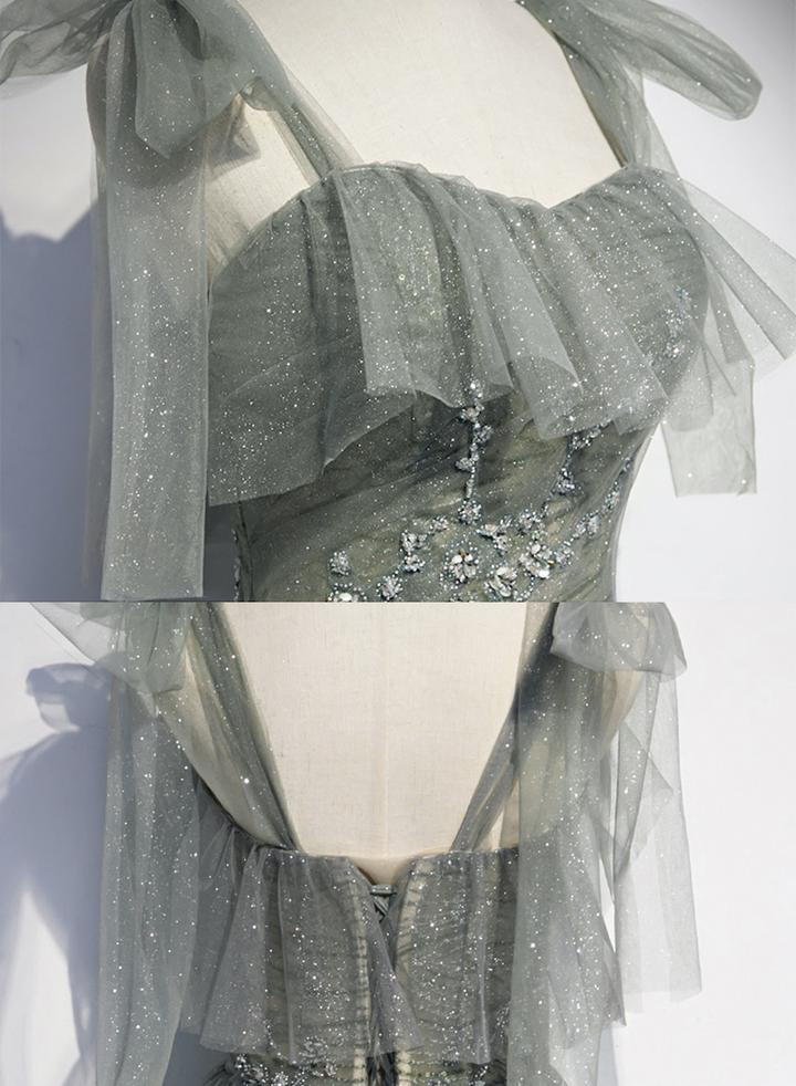 Elegant tulle long A line prom dress evening dress M2309
