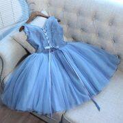 Misty Blue Short Homecoming Dress with 3D Flowers M994