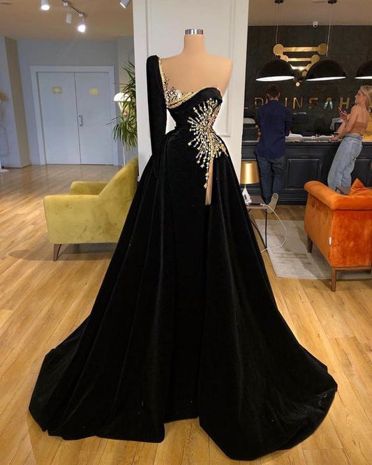 Robe de bal longue noire, MD6954