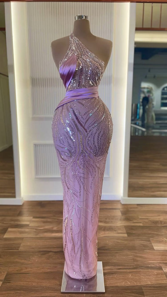SOFT LILAC HAUTE COUTURE DRESS,ED54588