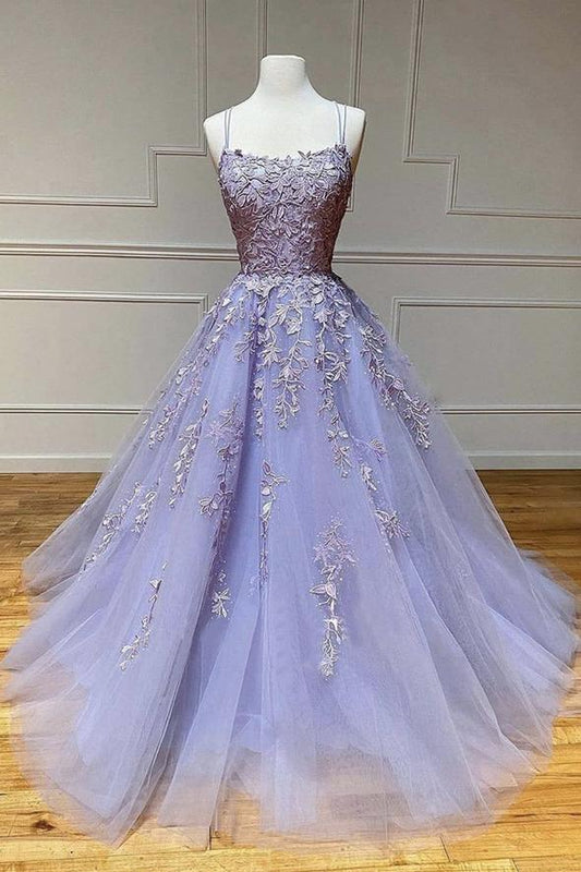 Robe de bal longue en dentelle violette, robe de soirée M2165