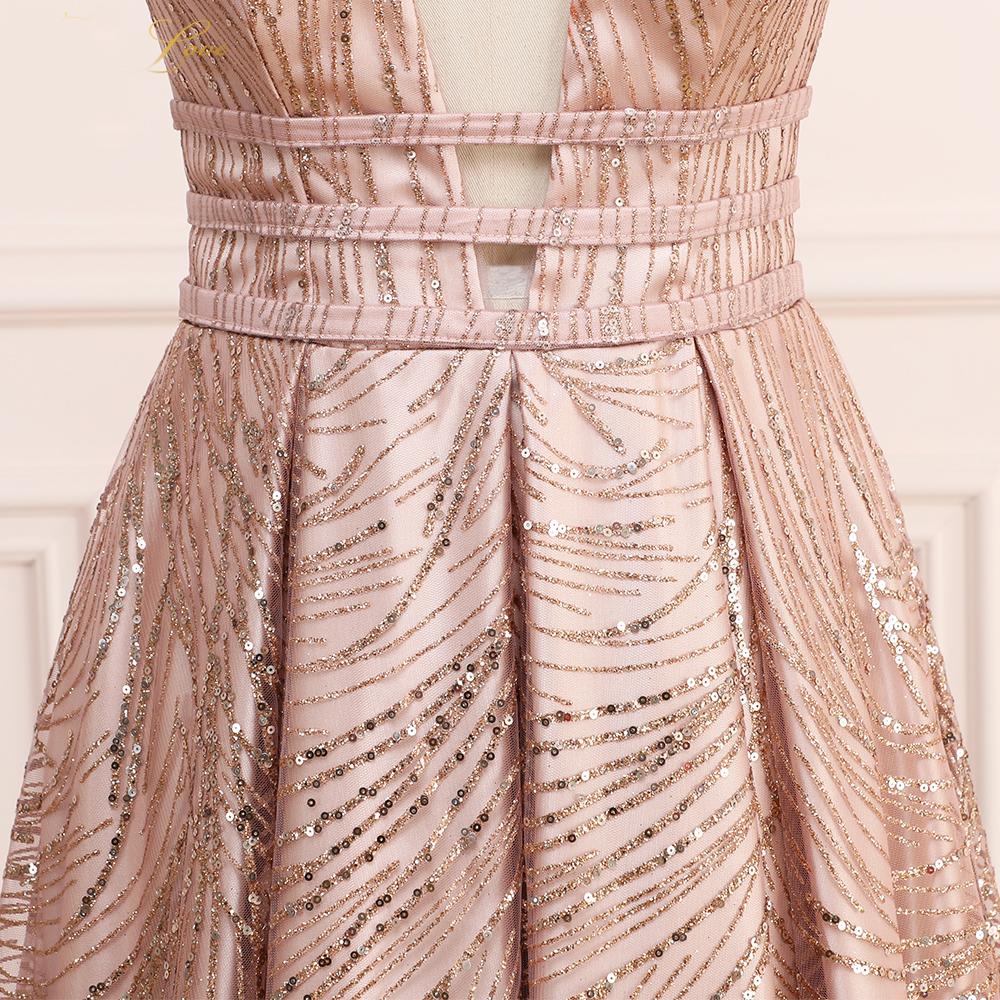 A Line Deep V Neck Long Prom Dress with Sequins, Glitter Sleeveless Evening Dress M1825
