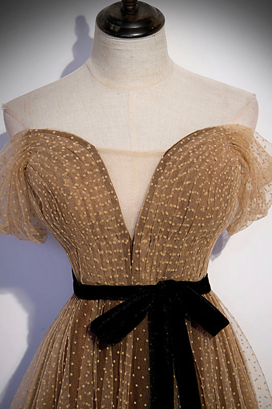 Robe de soirée longue en tulle, jolie robe trapèze M5379