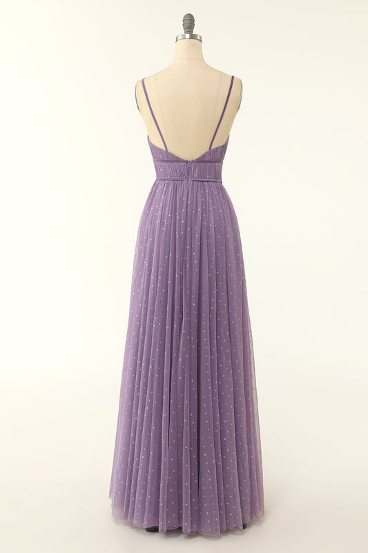 Robe de demoiselle d'honneur longue coupe trapèze à volants M5692